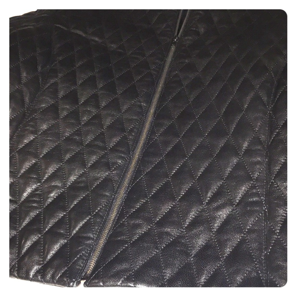 JONES NY creamy quilted black leather jack… - Picture 5 of 8